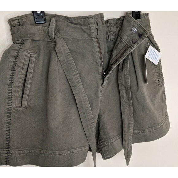 Splendid Jean Shorts Green Belted Paperbag High Rise Denim NWT Size XL - Picture 8 of 11